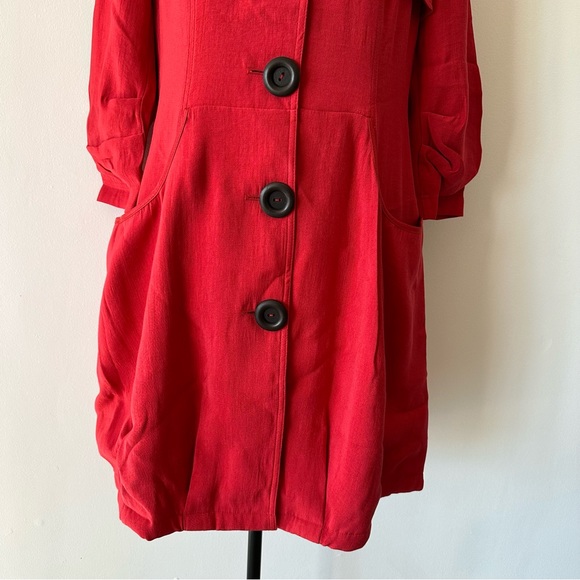 NWT Red Collared Long Peacoat Large - Picture 4 of 12
